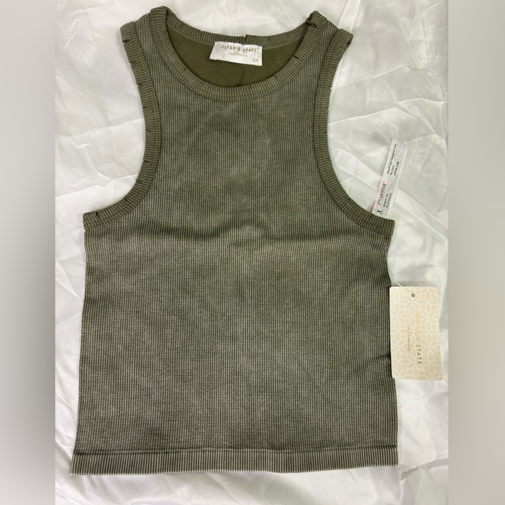 NWT Altar'd State Green Seamless Ribbed Tank Top - S/M
